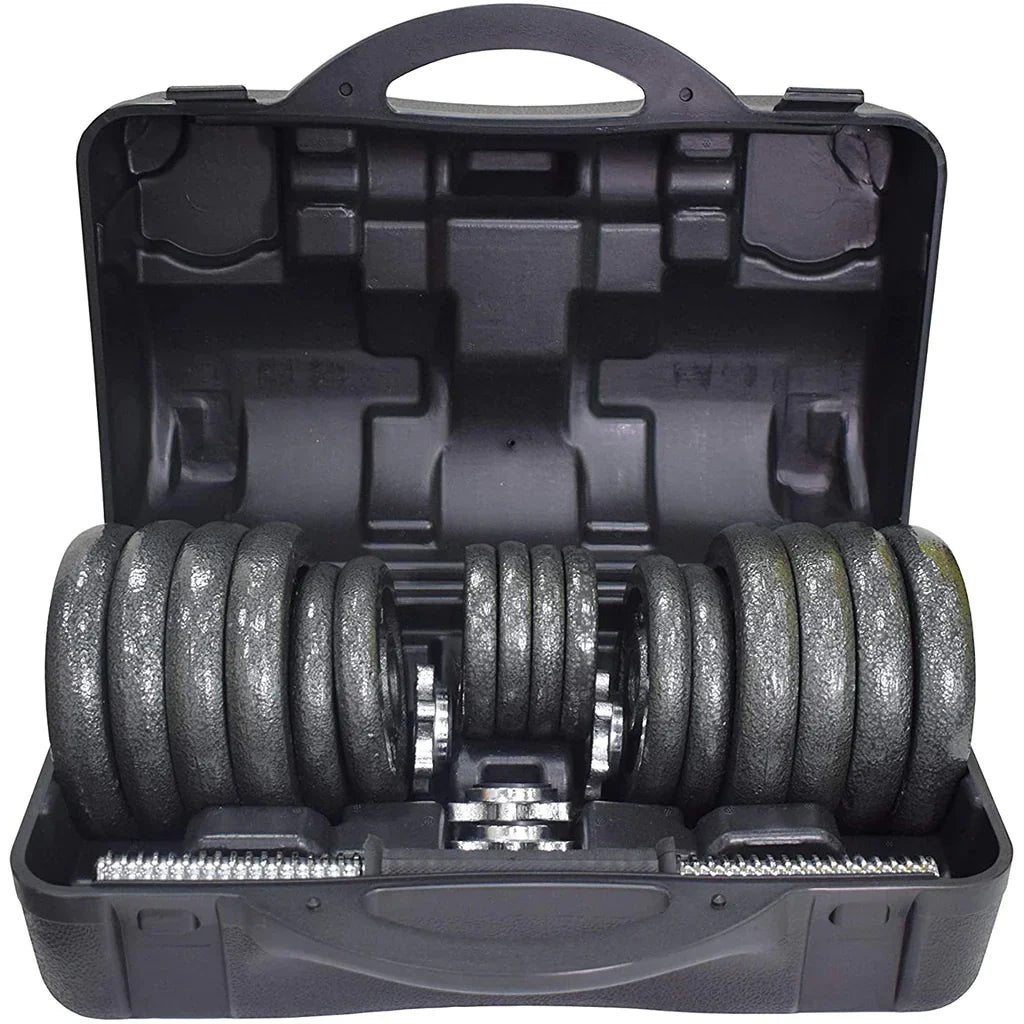 30KG Cast Iron Dumbbell Set – Adjustable with Carry Case