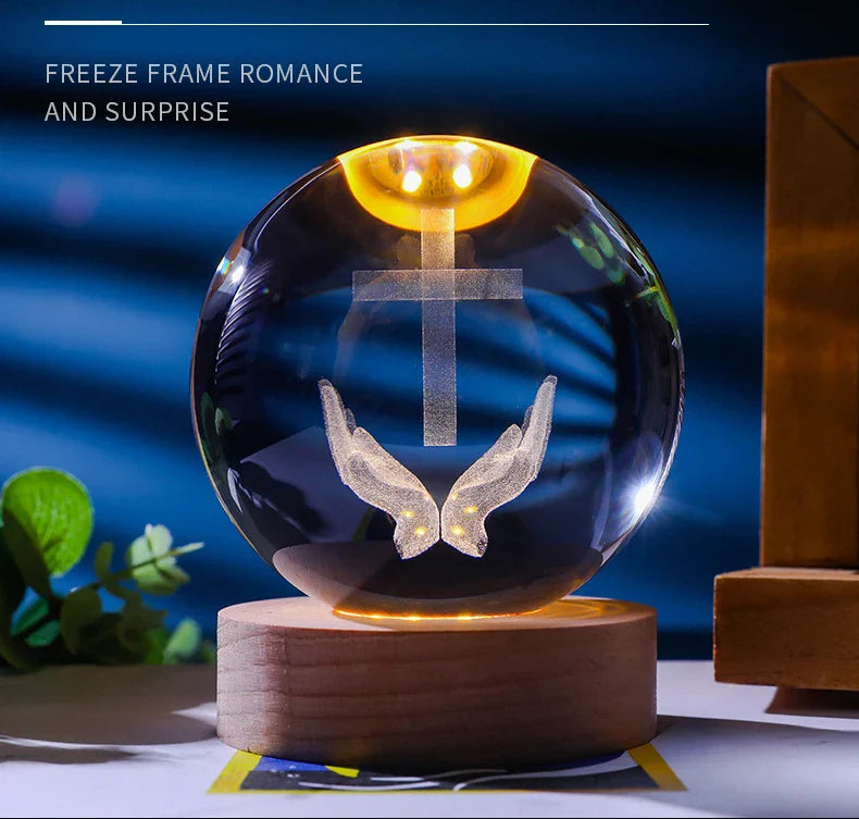 3D Crystal Bible &amp; Cross LED Night Lamp ✨