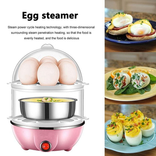 Double Layer Electric Egg Boiler Automatic Off 14 Egg Poacher