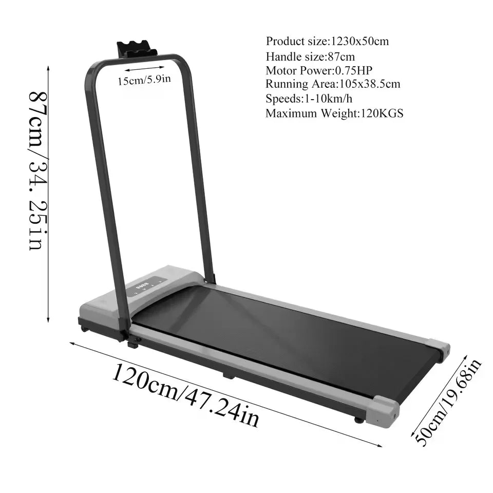 Compact Walking Treadmill with Safety Handlebar