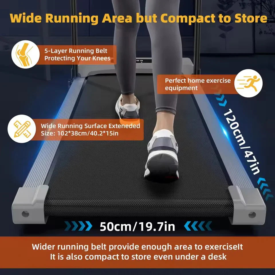 Compact Walking Treadmill with Safety Handlebar
