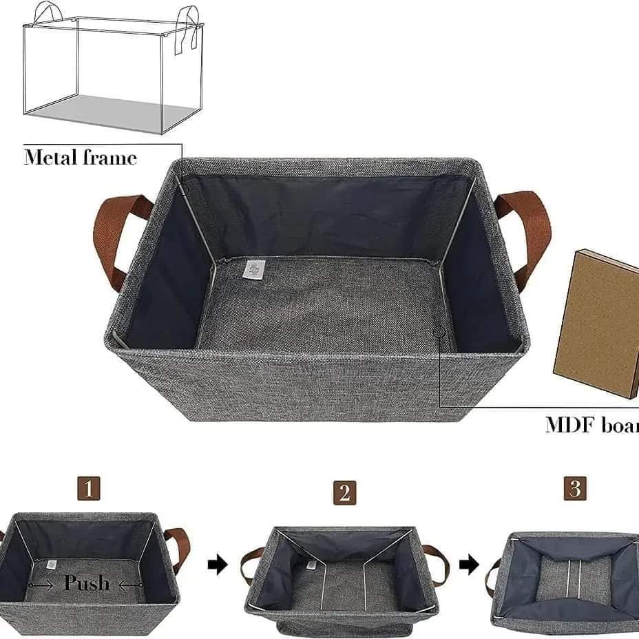 Storify™ Foldable Storage Basket – Fabric Organizer with Metal Frame