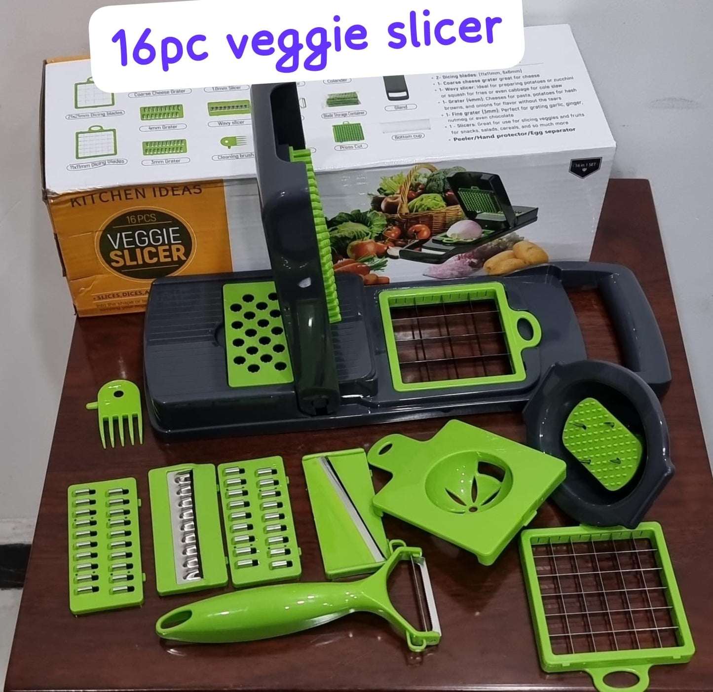 SlicePro™ 16-in-1 Vegetable Slicer & Chopper – Multi Blade Kitchen Tool