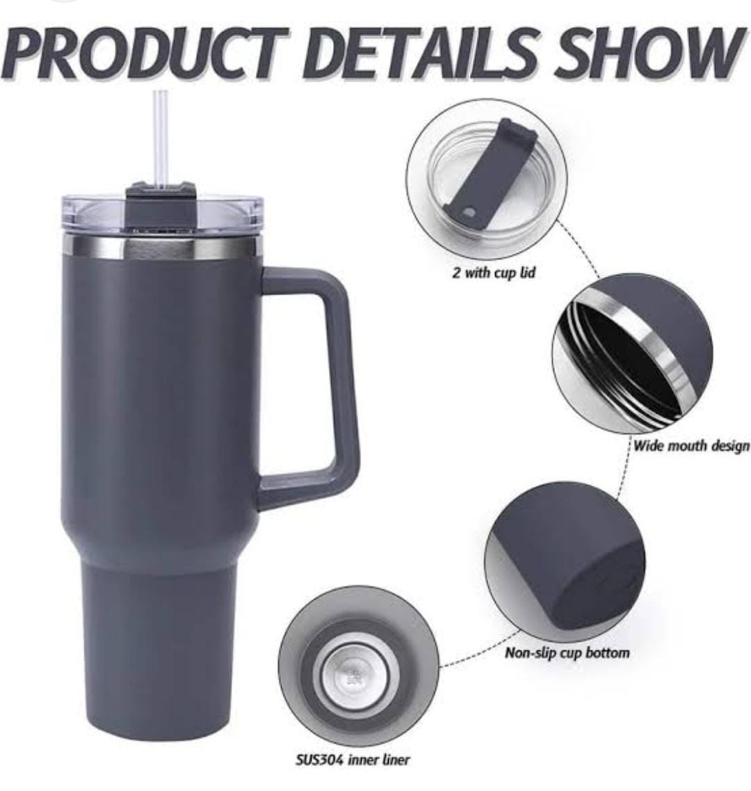 HydraSip™ 40oz Tumbler with Handle & Straw – Hot & Cold Stainless Steel Cup