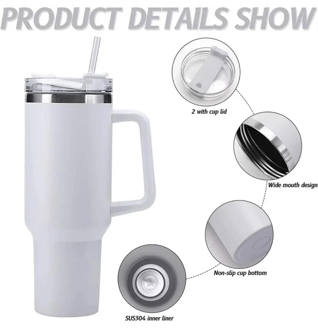 HydraSip™ 40oz Tumbler with Handle & Straw – Hot & Cold Stainless Steel Cup