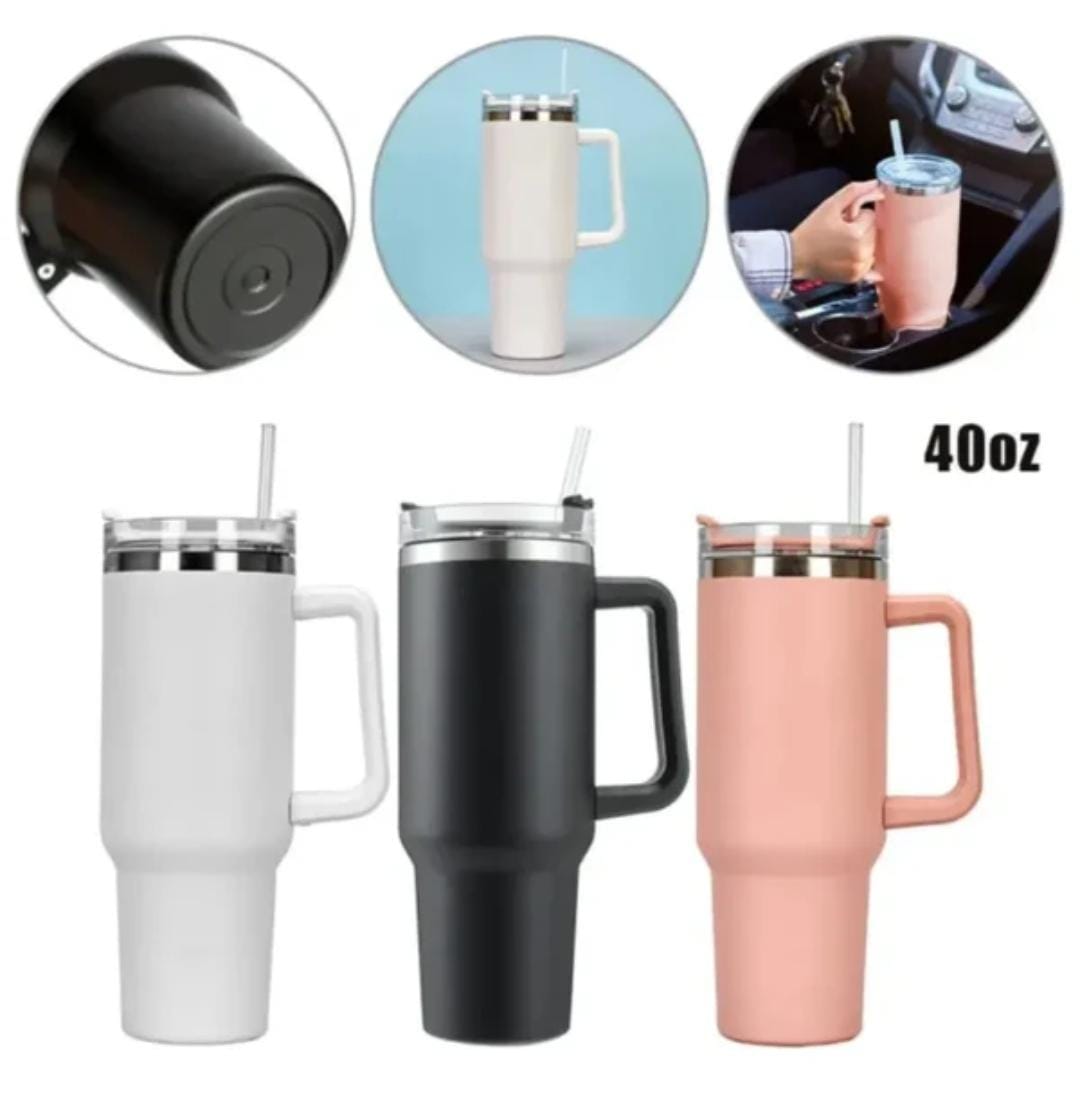 HydraSip™ 40oz Tumbler with Handle & Straw – Hot & Cold Stainless Steel Cup