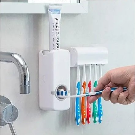SmartBrush™ Automatic Toothpaste Dispenser – With 5-Slot Toothbrush Holder