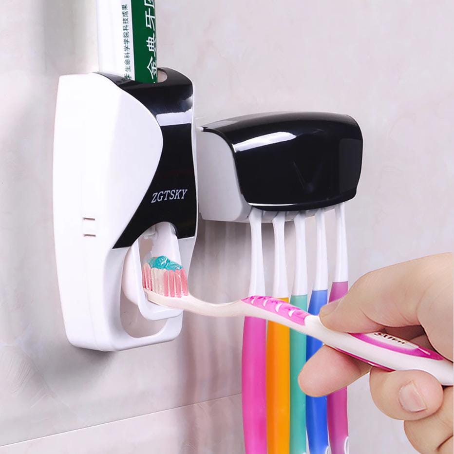 SmartBrush™ Automatic Toothpaste Dispenser – With 5-Slot Toothbrush Holder