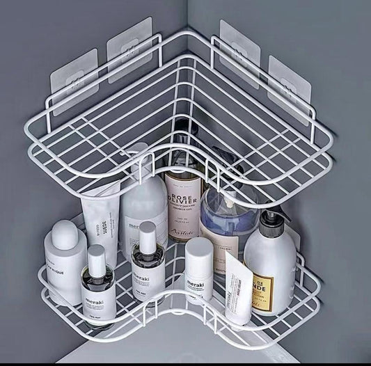 StickOn™ Wall-Mounted Storage Basket – With Hooks & Strong Adhesive