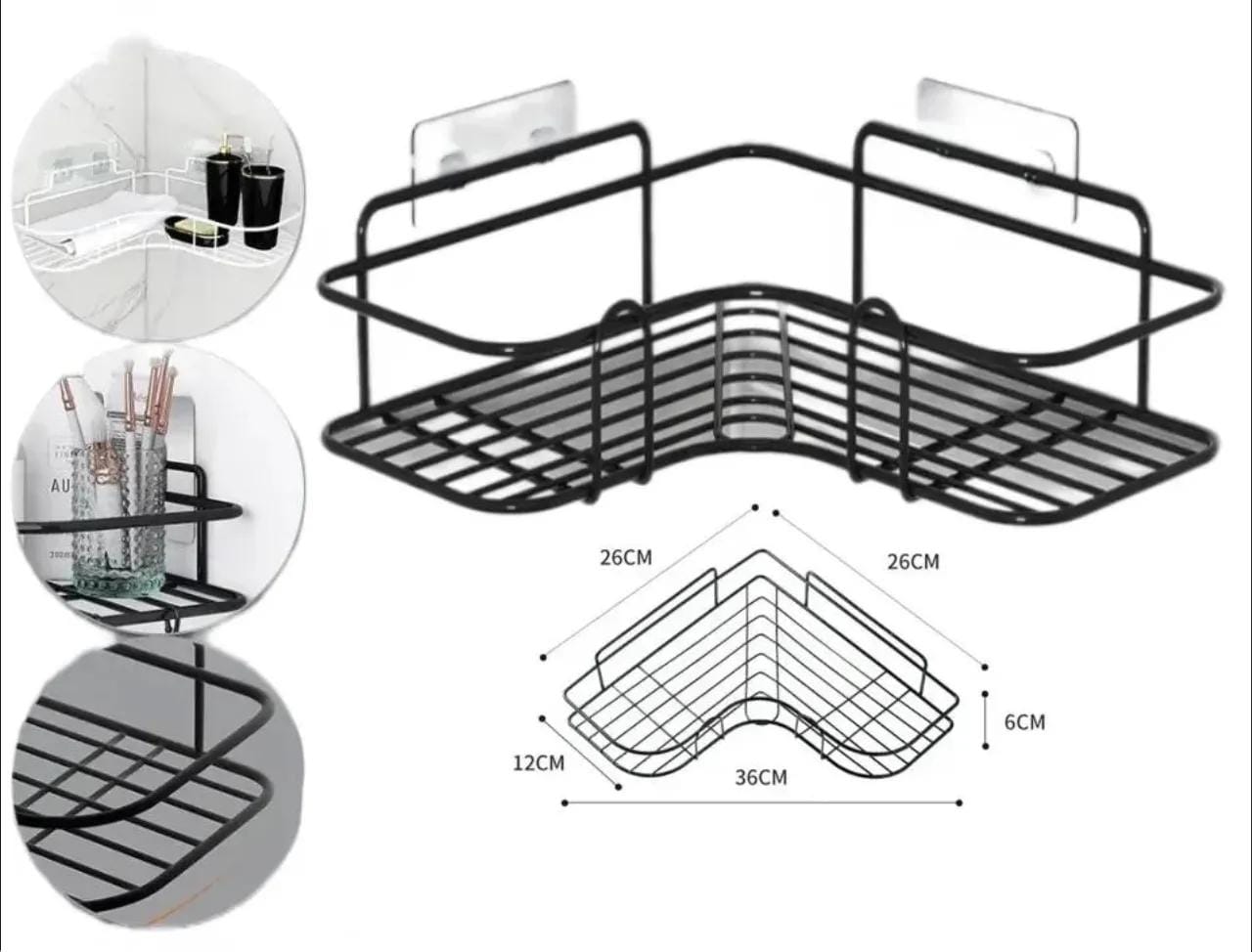 StickOn™ Wall-Mounted Storage Basket – With Hooks & Strong Adhesive