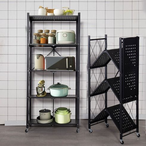FoldX™  Foldable Kitchen Storage Rack – Heavy Duty with Wheels