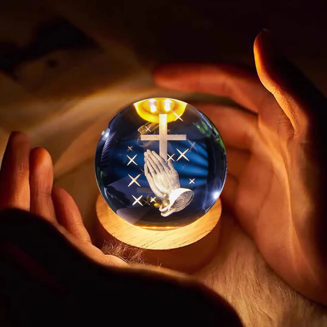 3D Crystal Bible &amp; Cross LED Night Lamp ✨